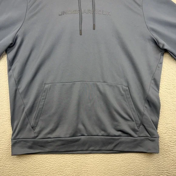 Under Armour Hoodie Mens 3XL Gray Fleece Pullover Sweatshirt Loose Fit Logo - Picture 4 of 13